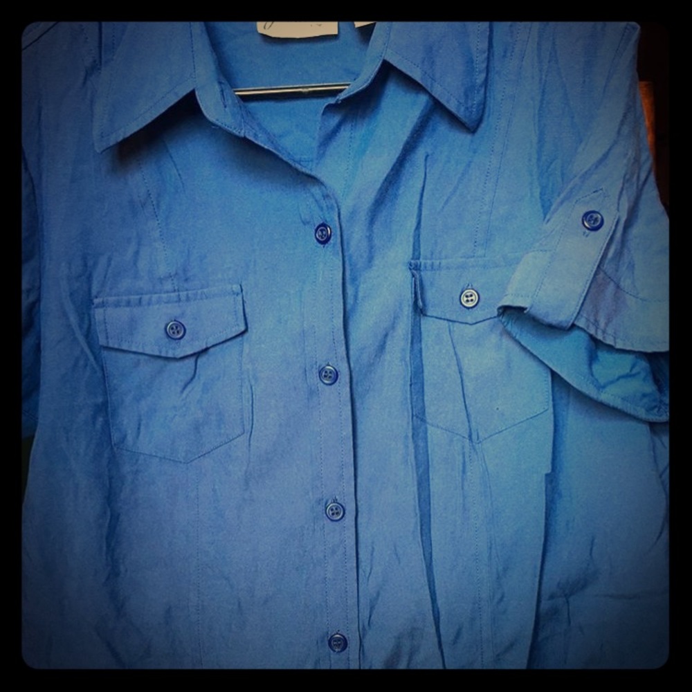 cornflower blue flowy button up
